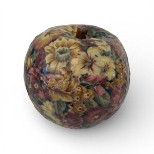 Vintage Paper Mache Floral Apple Decor